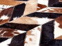 Bosie Safira Large Brown Hair on Leather Chevron Patchwork Rug