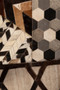 Bosie Safira Large Brown Hair on Leather Chevron Patchwork Rug