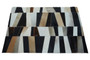 Bosie Safira Small Geometric Striped Hair on Leather Patchwork Rug
