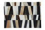 Bosie Safira Small Geometric Striped Hair on Leather Patchwork Rug
