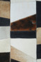 Bosie Safira Small Geometric Striped Hair on Leather Patchwork Rug