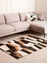 Bosie Safira Small Geometric Striped Hair on Leather Patchwork Rug