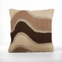 Bosie Ozella Beige and Brown Abstract Wave Square Cushion