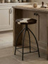 Boho Hair on Leather Bar Stool