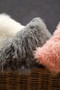 Bosie Real Mongolian Fur Grey Square Cushion