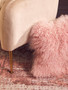 Bosie Real Mongolian Fur Pink Square Cushion
