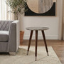 Boho White Finish Carved Metal Top Side Table