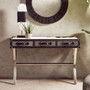 Kensington Townhouse Black And White Hair on Leather Console Table