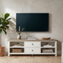 Hampstead White Media Unit with Oak Wood Top