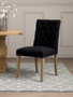Kensington Townhouse Black Linen Dining Chair with Wooden Legs