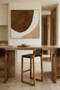 Kendari Brown Leather Bar Chair with Teak Wood Frame