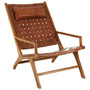 Kendari Teak Wood And Leather Chair