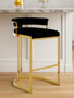 Piermount Black Velvet And Gold Bar Stool