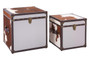 Kensington Townhouse Brown And White Genuine Cowhide Storage Trunk Set