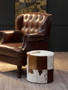 Kensington Townhouse Brown And White Cowhide Hair on Leather Stool