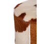 Brown/White Genuine Cowhide Ottoman