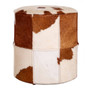 Brown/White Genuine Cowhide Ottoman