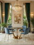 Tamzin Blue Velvet and Gold Finish Dining Chair