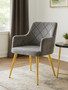 Tamzin Mink Velvet Quilted Dining Chair with Gold Finish Legs