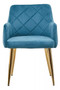 Tamzin Light Blue Velvet Quilted Dining Chair with Gold Finish Legs