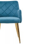 Tamzin Light Blue Velvet Quilted Dining Chair with Gold Finish Legs