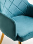 Tamzin Light Blue Velvet Quilted Dining Chair with Gold Finish Legs