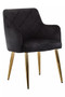 Tamzin Black Velvet Quilted Dining Chair with Gold Finish Legs