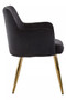 Tamzin Black Velvet Quilted Dining Chair with Gold Finish Legs