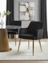 Tamzin Black Velvet Quilted Dining Chair with Gold Finish Legs
