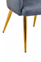 Tamzin Dark Grey Leather Effect Quilted Dining Chair with Gold Metal Legs