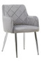 Tamzin Mink Velvet Quilted Dining Chair with Chrome Finish Legs