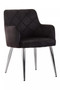 Tamzin Black Velvet Quilted Dining Chair with Chrome Finish Legs
