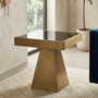 Carlox Square Black Glas and Gold Finish Frame Side Table