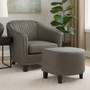 Derby Grey Faux Leather Tub Chair With Footstool