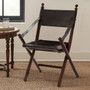 Inca Black Leather and Teak Wood Folding Chair
