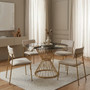 Anzio Hourglass Dining Table with Black Glass And Gold Base