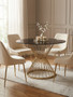 Anzio Hourglass Dining Table with Black Glass And Gold Base