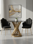 Anzio Black Glass And Gold Hourglass Base Dining Table