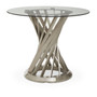 Anzio Clear Glass and Silver Hourglass Base Dining Table