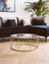 Ackley Gold Round Coffee Table with Clear Glass