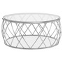 Ackley Clear Glass and Silver Frame Round Coffee Table.