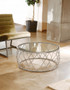 Ackley Silver Round Coffee Table with Clear Glass