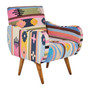 Cefena Multi-coloured Fabric Chair with Mango Wood Legs