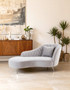 Rene Grey Velvet Right Hand Chaise Longue