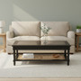 Corso Black Coffee Table with Rattan Shelf