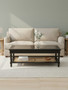 Corso Black Coffee Table with Rattan Shelf