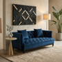 Sefira Navy Fabric Modern Chesterfield 2 Seat Sofa