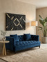 Sefira Navy Fabric Modern Chesterfield 2 Seat Sofa