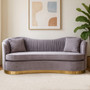 Franza Grey 3 Seat Pleated Velvet Sofa