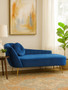 Felizia Midnight Blue Velvet Left Arm Chaise Longue
